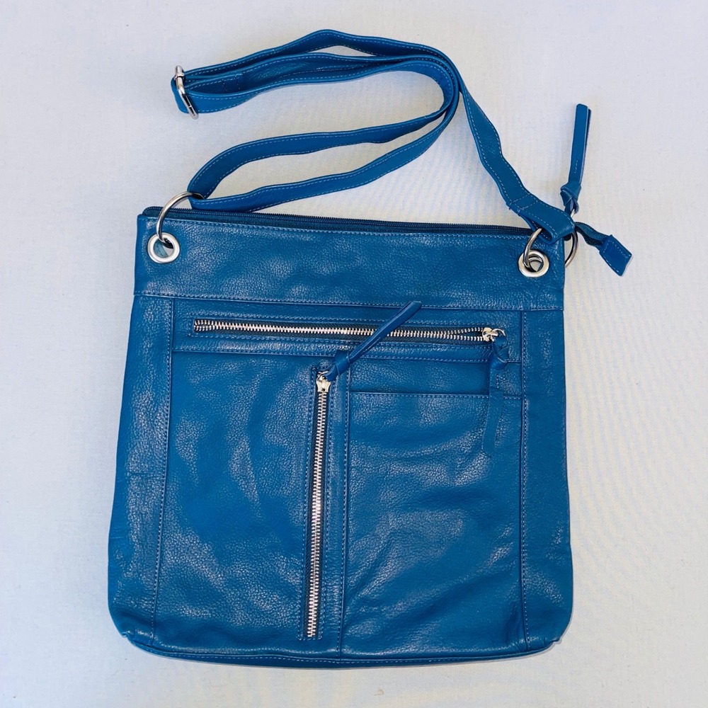 Great American Leather Works Crossbody Bag Leather Blue Silver Hardware